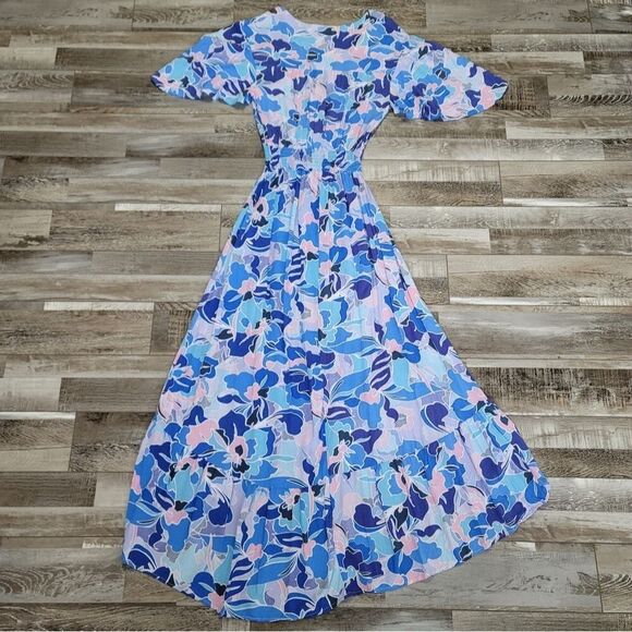 Anthropologie Abel The Label High-low Maxi Dress Tropical Violet Size Small - Picture 3 of 11